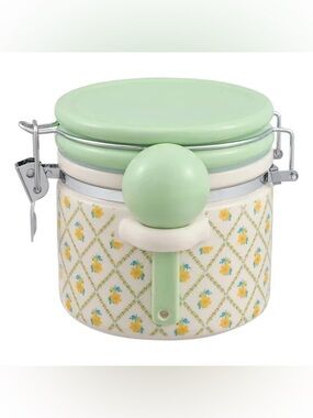 Pioneer Woman Stoneware Painted Meadow Medium Canister with Lid & Ceramic Spoon